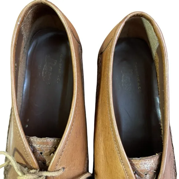 G.H. Bass &amp; Co. Brown Loafers with Perforated Leather Design 70’s 80’s