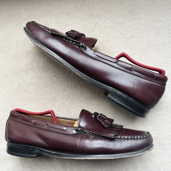 GH Bass &amp; Co. Weejuns Layton Burgundy Leather Tassle Loafers Men’s Size 11 D