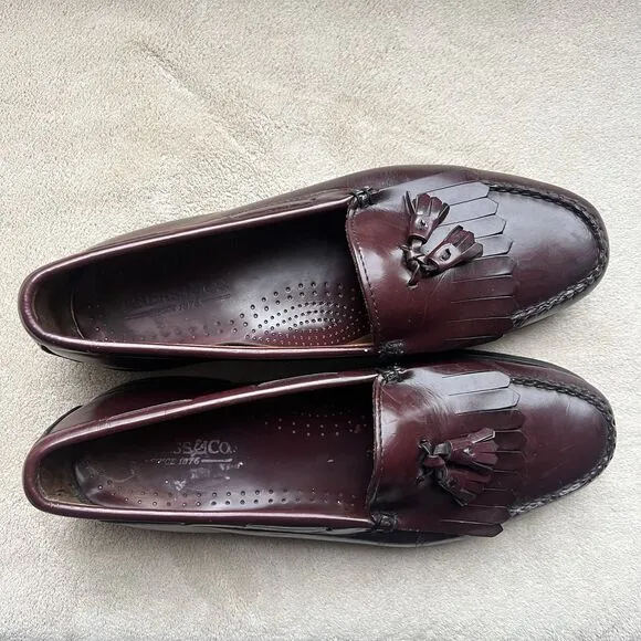 GH Bass &amp; Co. Weejuns Layton Burgundy Leather Tassle Loafers Men’s Size 11 D