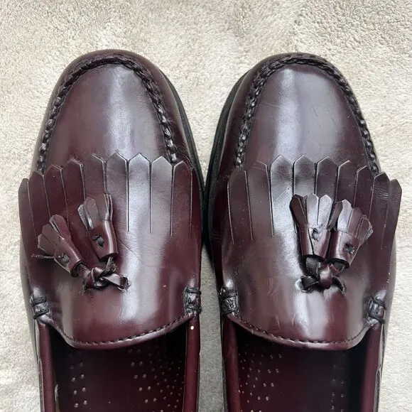 GH Bass &amp; Co. Weejuns Layton Burgundy Leather Tassle Loafers Men’s Size 11 D
