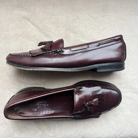 GH Bass &amp; Co. Weejuns Layton Burgundy Leather Tassle Loafers Men’s Size 11 D