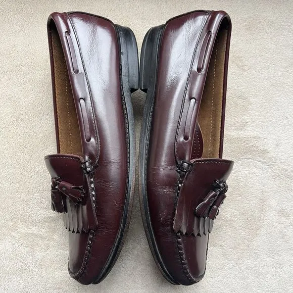 GH Bass &amp; Co. Weejuns Layton Burgundy Leather Tassle Loafers Men’s Size 11 D