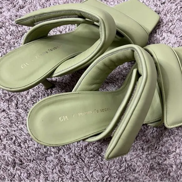 Gia x Pernille Teisbaek Perni 03 Leather Sandal Green Womens Size 37 / US 7
