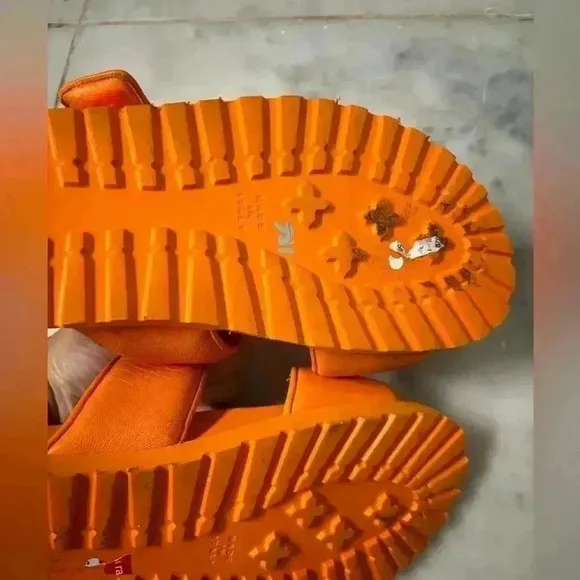 GIA X Pernille Teisbaek Shoe Size 39 Orange Leather Velcro Double‎ Strap Sandals