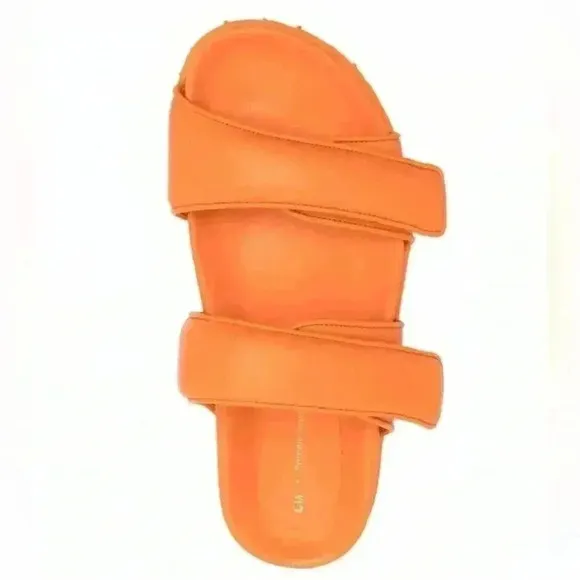 GIA X Pernille Teisbaek Shoe Size 39 Orange Leather Velcro Double‎ Strap Sandals
