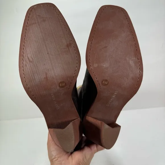 Gianni Bini Neal Bronze Leather Embroidered Western Cowboy Boots Size 8.5M