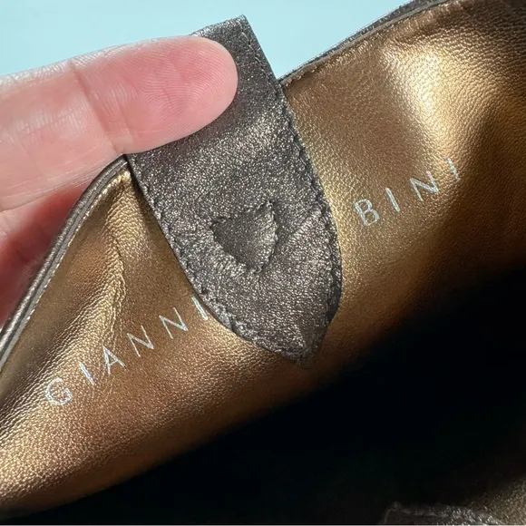 Gianni Bini Neal Bronze Leather Embroidered Western Cowboy Boots Size 8.5M