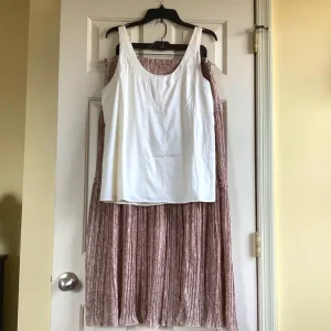 G.I.L.I Bundle Tiered Maxi Skirt &amp; Scoop Neck Sleeveless Top Snake Ivory SZ L/14