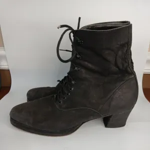 Gino Morganti Lace Up Vintage 1980's Black Suede Leather Boots Size 9.5
