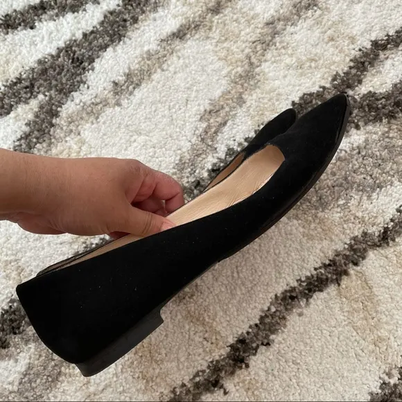 Giorgio Armani BlackSuede Point-Toe Ballerina Flats