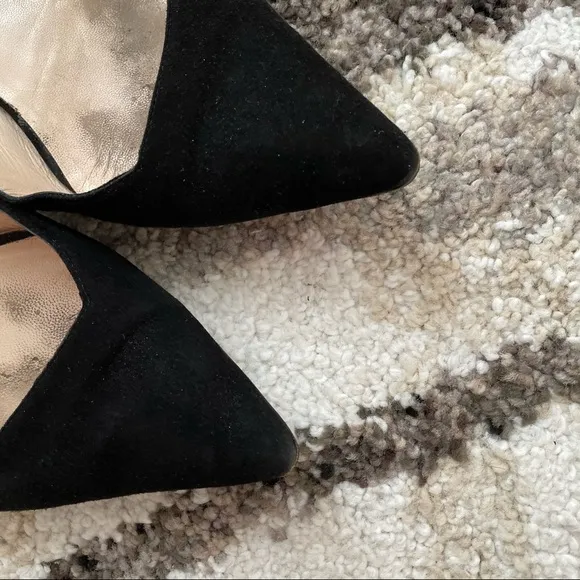 Giorgio Armani BlackSuede Point-Toe Ballerina Flats