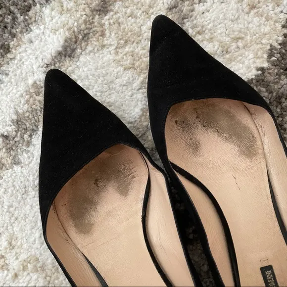 Giorgio Armani BlackSuede Point-Toe Ballerina Flats