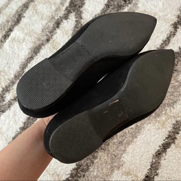 Giorgio Armani BlackSuede Point-Toe Ballerina Flats