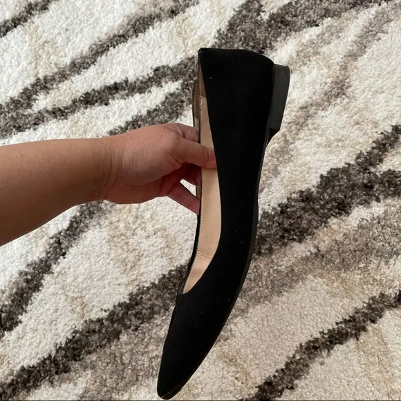 Giorgio Armani BlackSuede Point-Toe Ballerina Flats