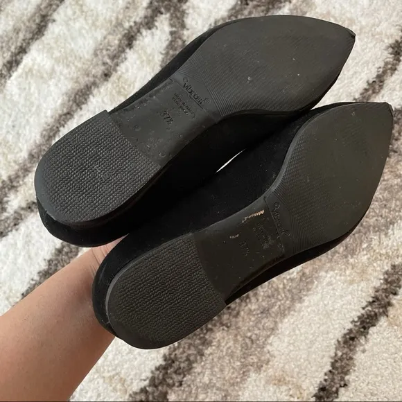 Giorgio Armani BlackSuede Point-Toe Ballerina Flats