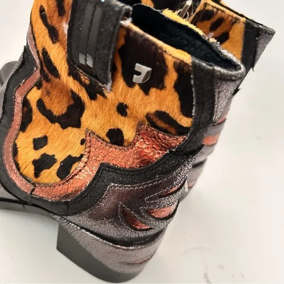 GIOSEPPO x ANTHROPOLOGIE Wild West Leather Calf Hair Western Boots 38 NWOB