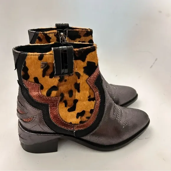 GIOSEPPO x ANTHROPOLOGIE Wild West Leather Calf Hair Western Boots 38 NWOB