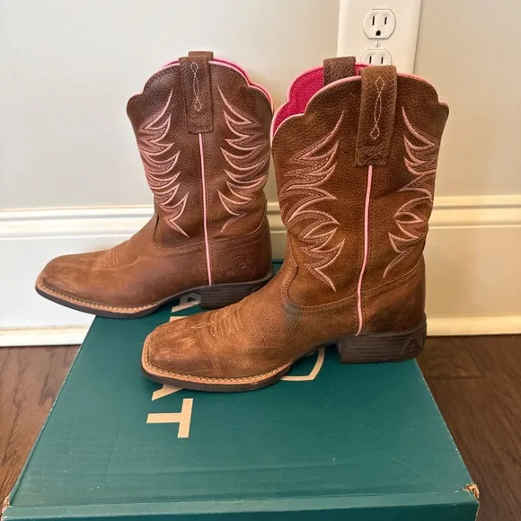 Girls Ariat Firecatcher Y Rowdy Brown Western Boots