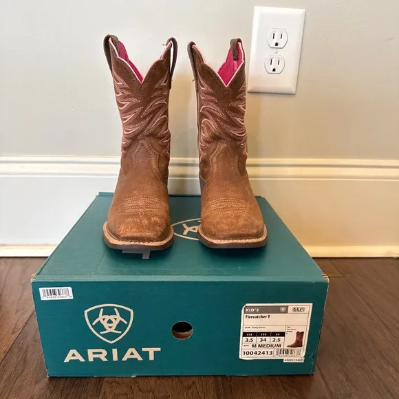 Girls Ariat Firecatcher Y Rowdy Brown Western Boots