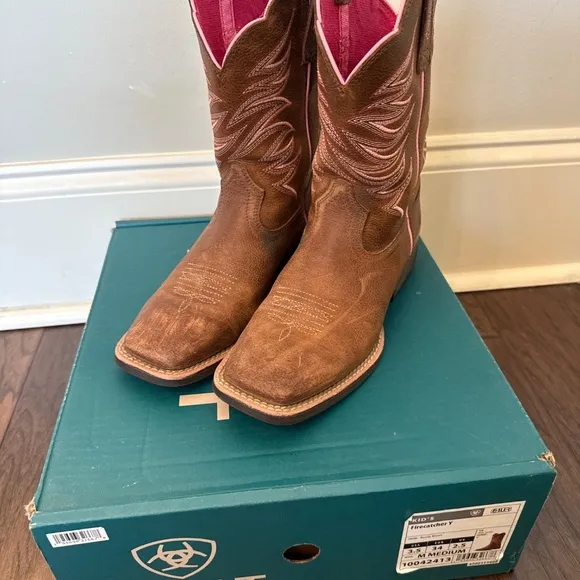Girls Ariat Firecatcher Y Rowdy Brown Western Boots