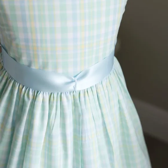 Girls Plaid Spring Sundress Boutique Bailey Boys Size 4 Satin Sash LIKE NEW