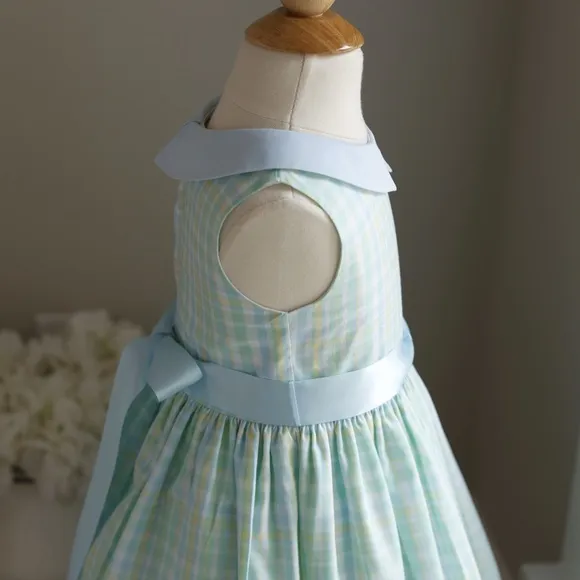Girls Plaid Spring Sundress Boutique Bailey Boys Size 4 Satin Sash LIKE NEW