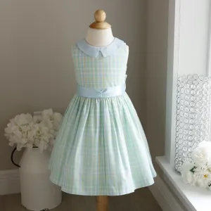 Girls Plaid Spring Sundress Boutique Bailey Boys Size 4 Satin Sash LIKE NEW