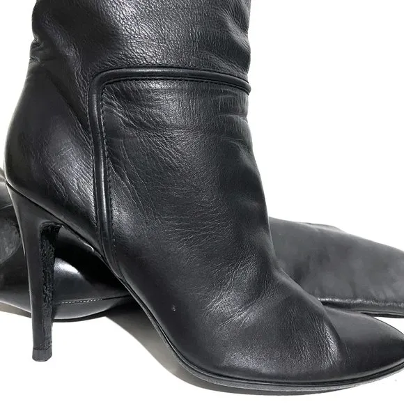 Giuseppe Zanotti Cuffed Knee Pebbled Leather Boots Stiletto Heels