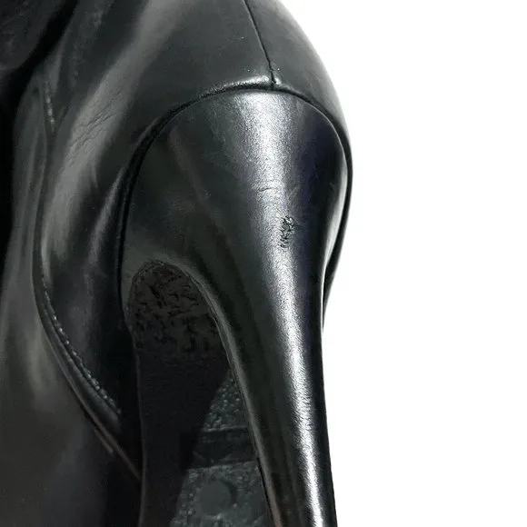 Giuseppe Zanotti Cuffed Knee Pebbled Leather Boots Stiletto Heels