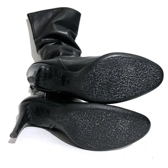 Giuseppe Zanotti Cuffed Knee Pebbled Leather Boots Stiletto Heels