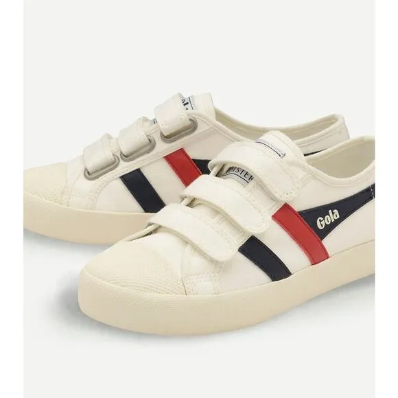 Gola Women's Vegan Classic Coaster Strap Canvas Sneakers Off White Navy Size 10
