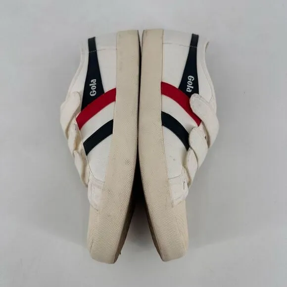 Gola Women's Vegan Classic Coaster Strap Canvas Sneakers Off White Navy Size 10