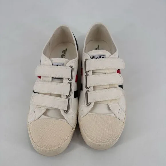 Gola Women's Vegan Classic Coaster Strap Canvas Sneakers Off White Navy Size 10
