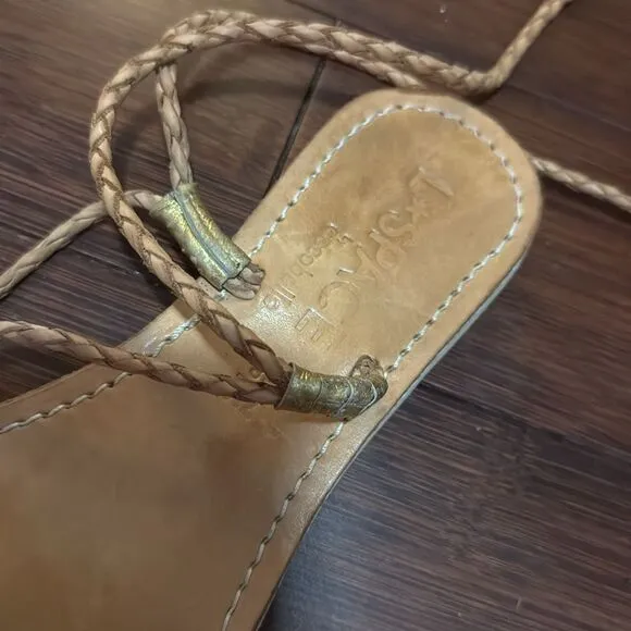 Gold Gladiator Sandals - Wrap Up lspace sandals - Size 7.5 Thong Sandals