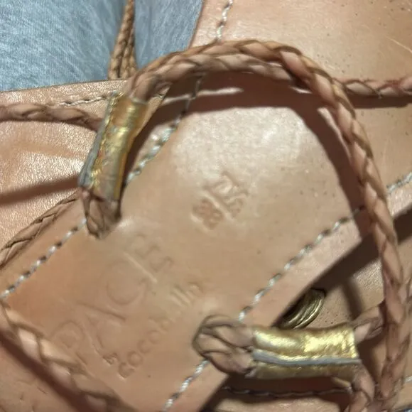 Gold Gladiator Sandals - Wrap Up lspace sandals - Size 7.5 Thong Sandals