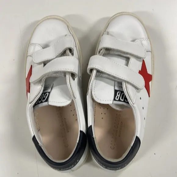 Golden Goose Baby White &amp; Red May School Velcro Sneakers Kids White and Red Star