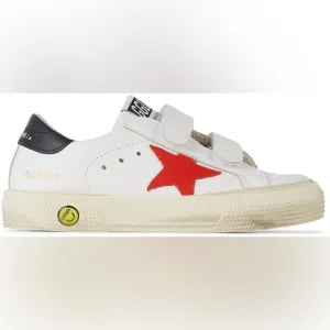 Golden Goose Baby White &amp; Red May School Velcro Sneakers Kids White and Red Star