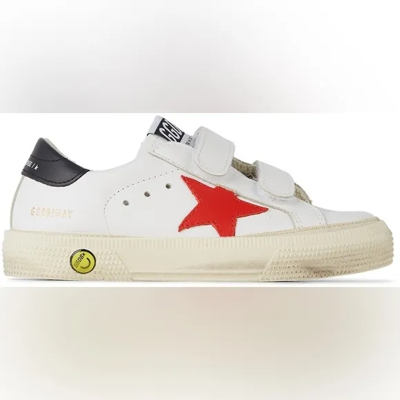 Golden Goose Baby White &amp; Red May School Velcro Sneakers Kids White and Red Star
