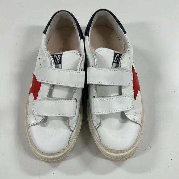 Golden Goose Baby White &amp; Red May School Velcro Sneakers Kids White and Red Star