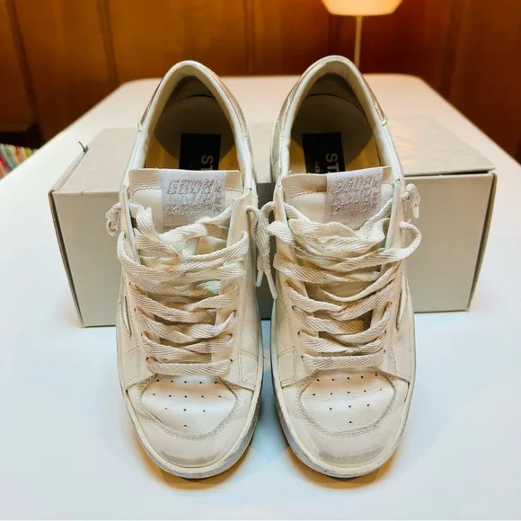 Golden Goose White &amp; Silver Sneakers