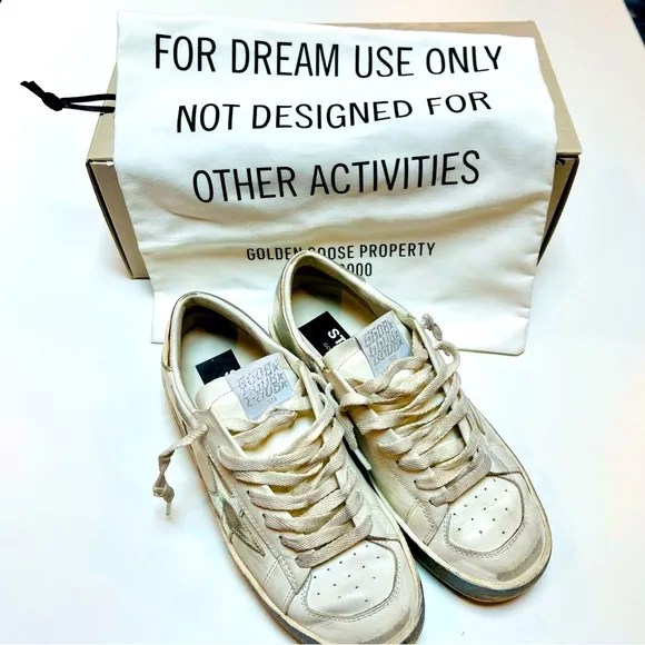 Golden Goose White &amp; Silver Sneakers