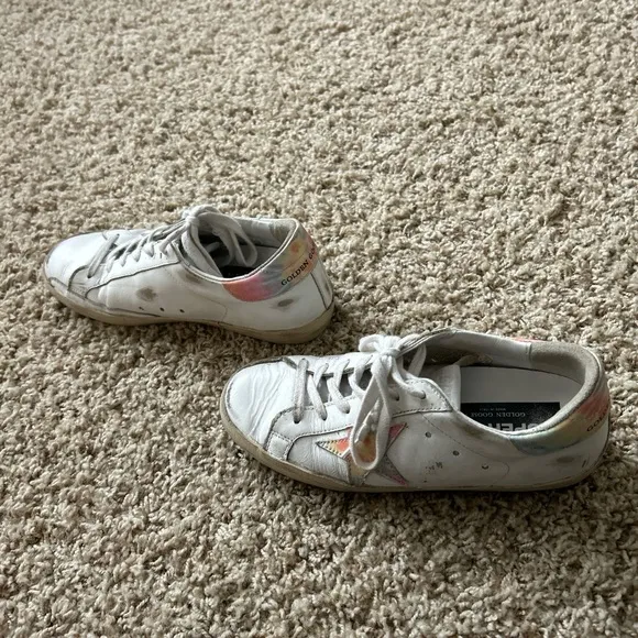 Golden Goose White and Pink Casual Sneakers