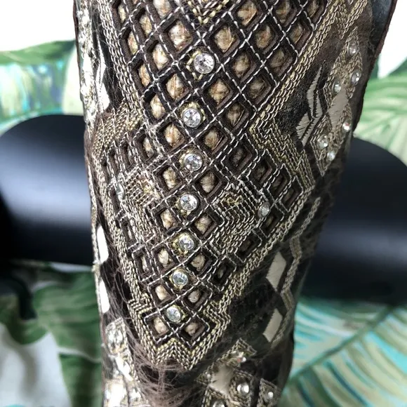 GOLDEN GUNS Studded Rhinestones Western 5664 Cowboy Boots 8