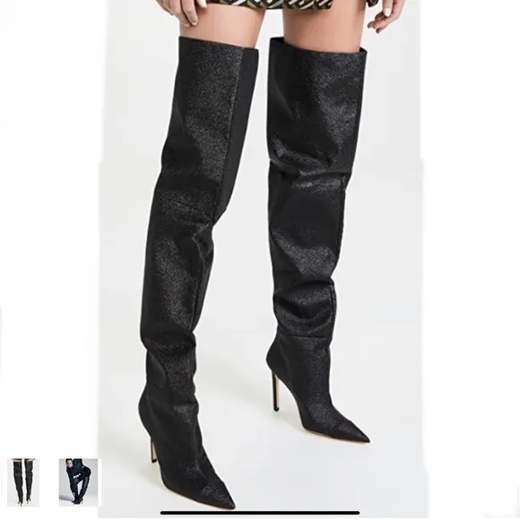 Good American knee high pointed toe boots