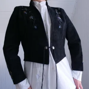 Gorgeous 90s Frontier black suede beaded western cropped jacket