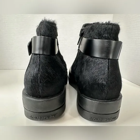 GRAVITY DEFYER Calf Hair Buckle Leather Ankle Boots Booties Size 7.5