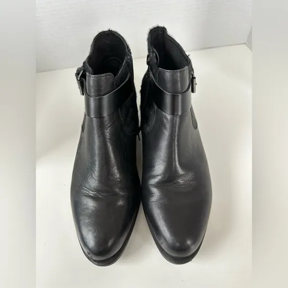 GRAVITY DEFYER Calf Hair Buckle Leather Ankle Boots Booties Size 7.5