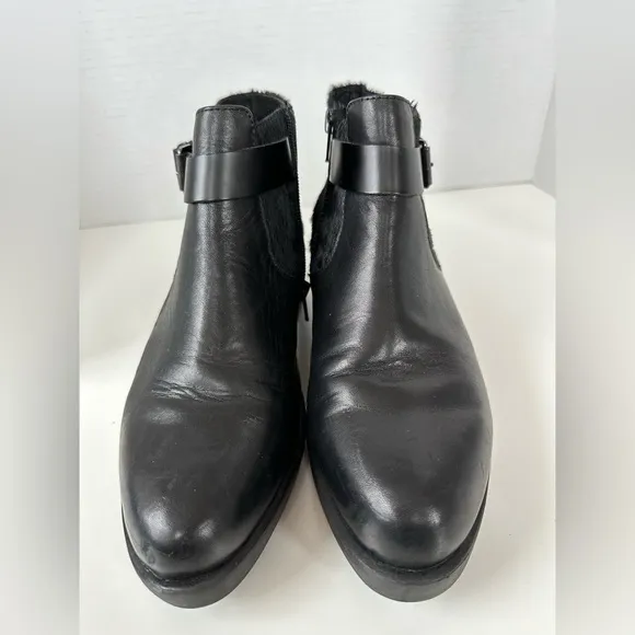GRAVITY DEFYER Calf Hair Buckle Leather Ankle Boots Booties Size 7.5