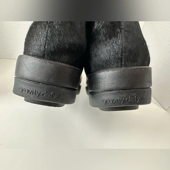 GRAVITY DEFYER Calf Hair Buckle Leather Ankle Boots Booties Size 7.5
