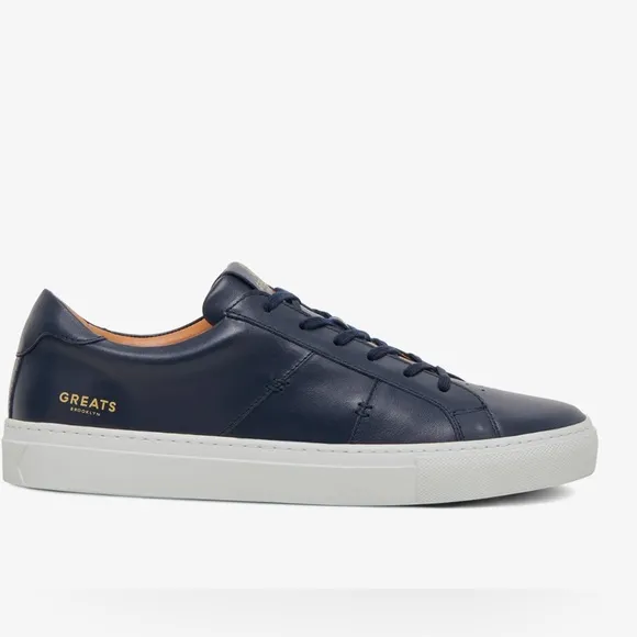Greats Brooklyn Royale Shoe Navy Laced Laced Sneaker Made in Italy EUC Size 8.5